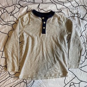 Mini Boden Striped Long Sleeve Henley Size 7-8